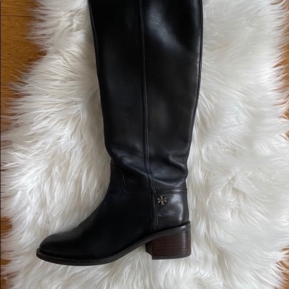 Tory Burch Shoes - Tory Burch Black Leather Mid-Calf Heeled Boots
